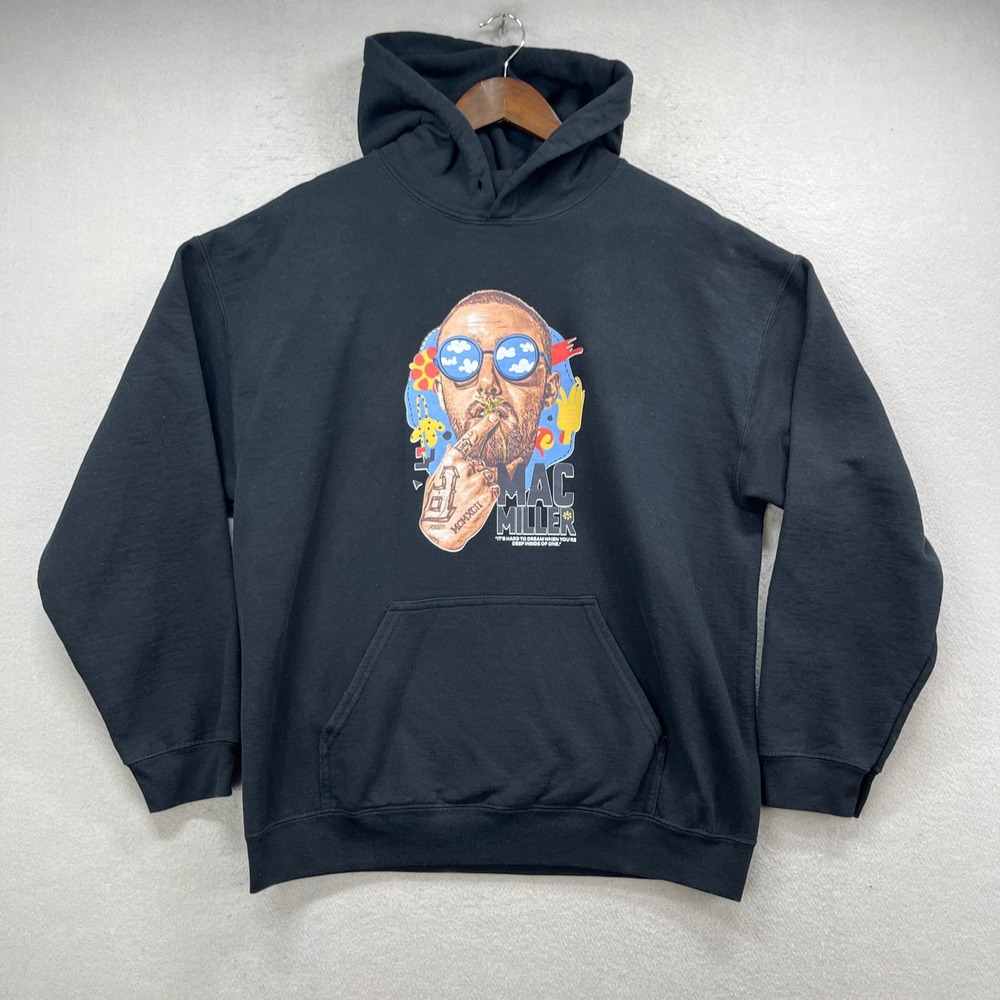 Mac Miller Hoodie Men M/L Black Fight the Feeling Dream Hip Hop Rap Sweatshirt